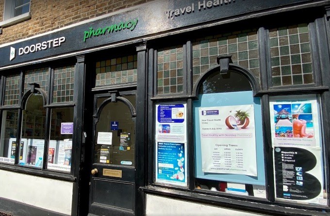 The Doorstep Pharmacy shopfront on High Street, Harrow