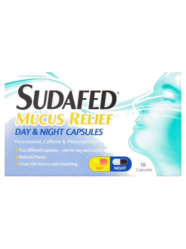 Sudafed Mucus Relief Day & Night Capsules 16 Capsules